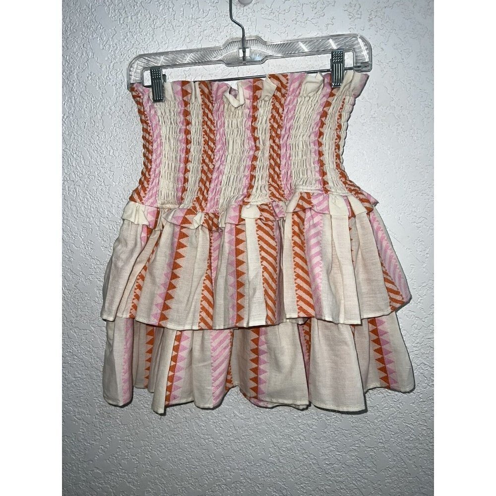 Kasia Sifnos Mini Skirt NEW NWTS Size Xs-M Retail $187 High Rise Ruffle Aztec O - Picture 6 of 7